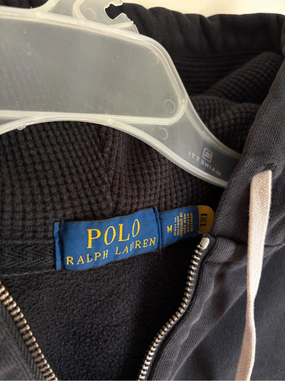 Ralph Lauren Black Zip Hoodie with White Drawstrings - Picture 3 of 6